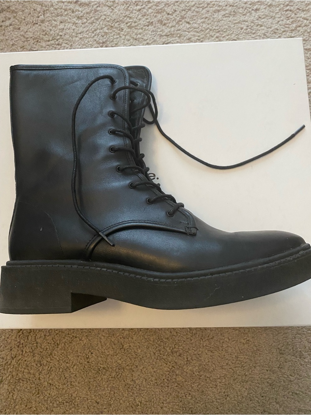 Vince Kady Black Lace-Up Women's Combat Boots